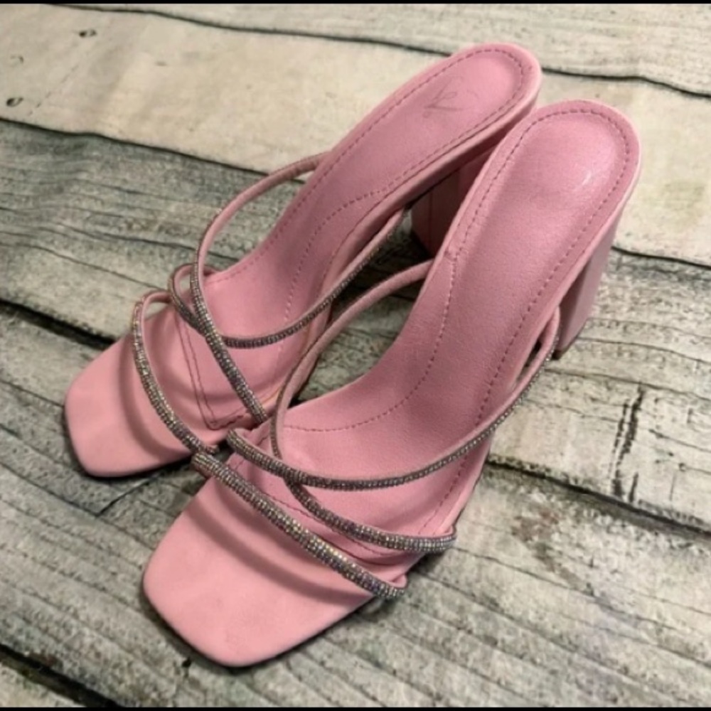 Windsor pink sparkly open toe heels
